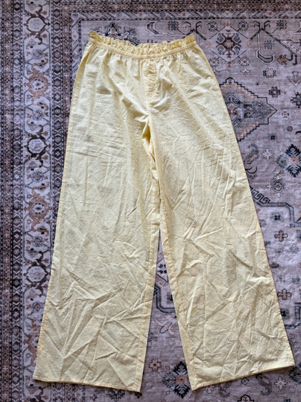 Colsie Pale Yellow Eyelet Wide Leg Pants